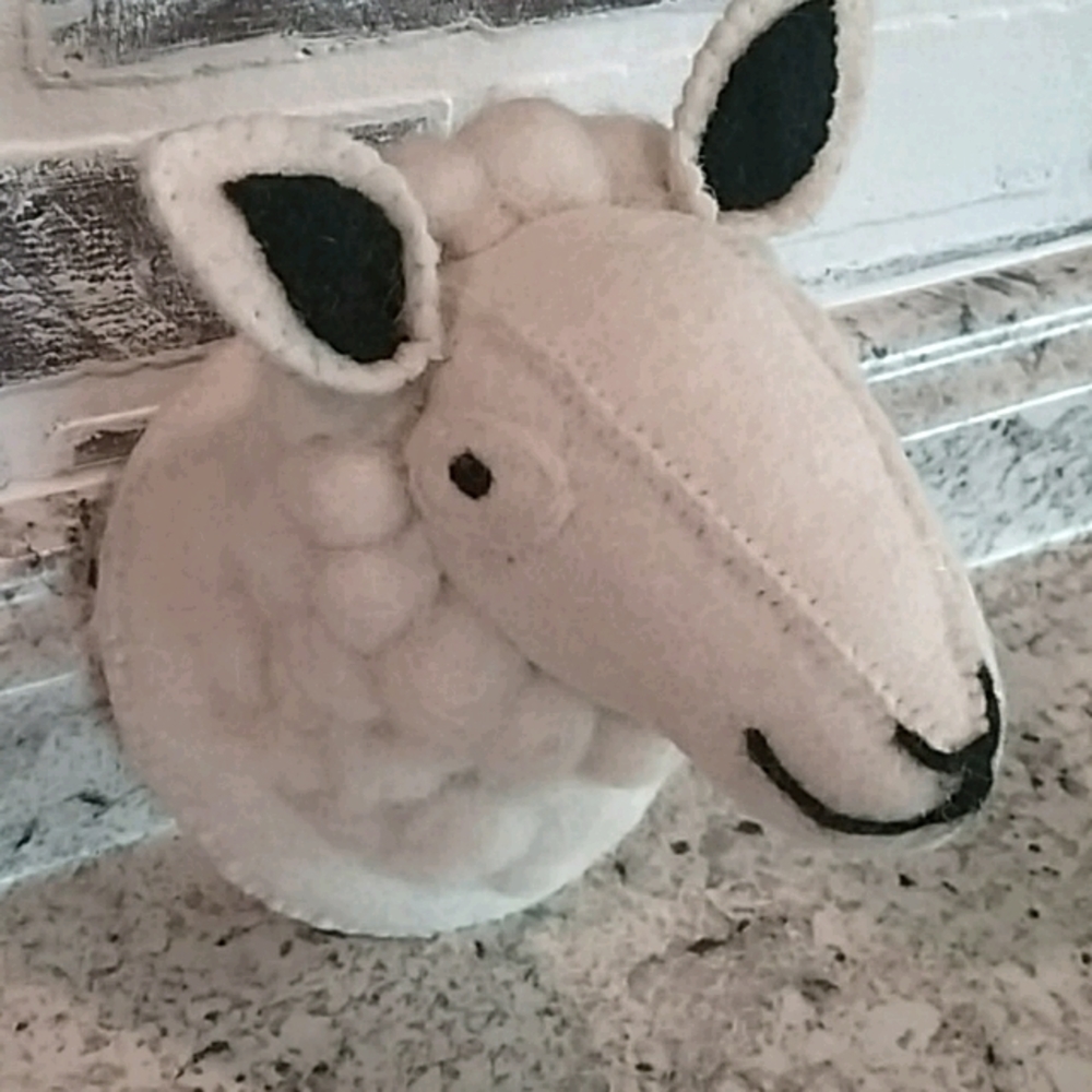 Felt Sheep Head Wall Hanging